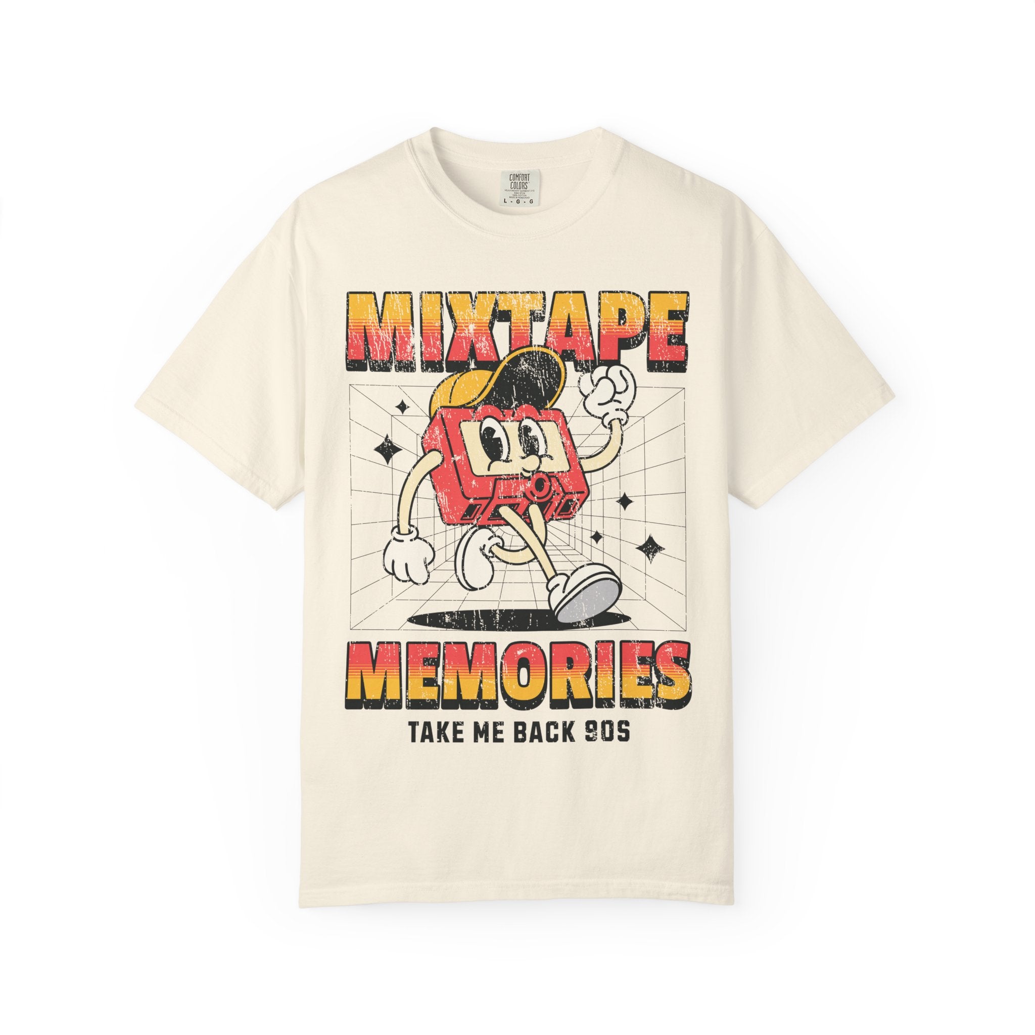 Retro Garment-Dyed T-Shirt Mixtape Memories 90s – Vintage Music Cassette Tee