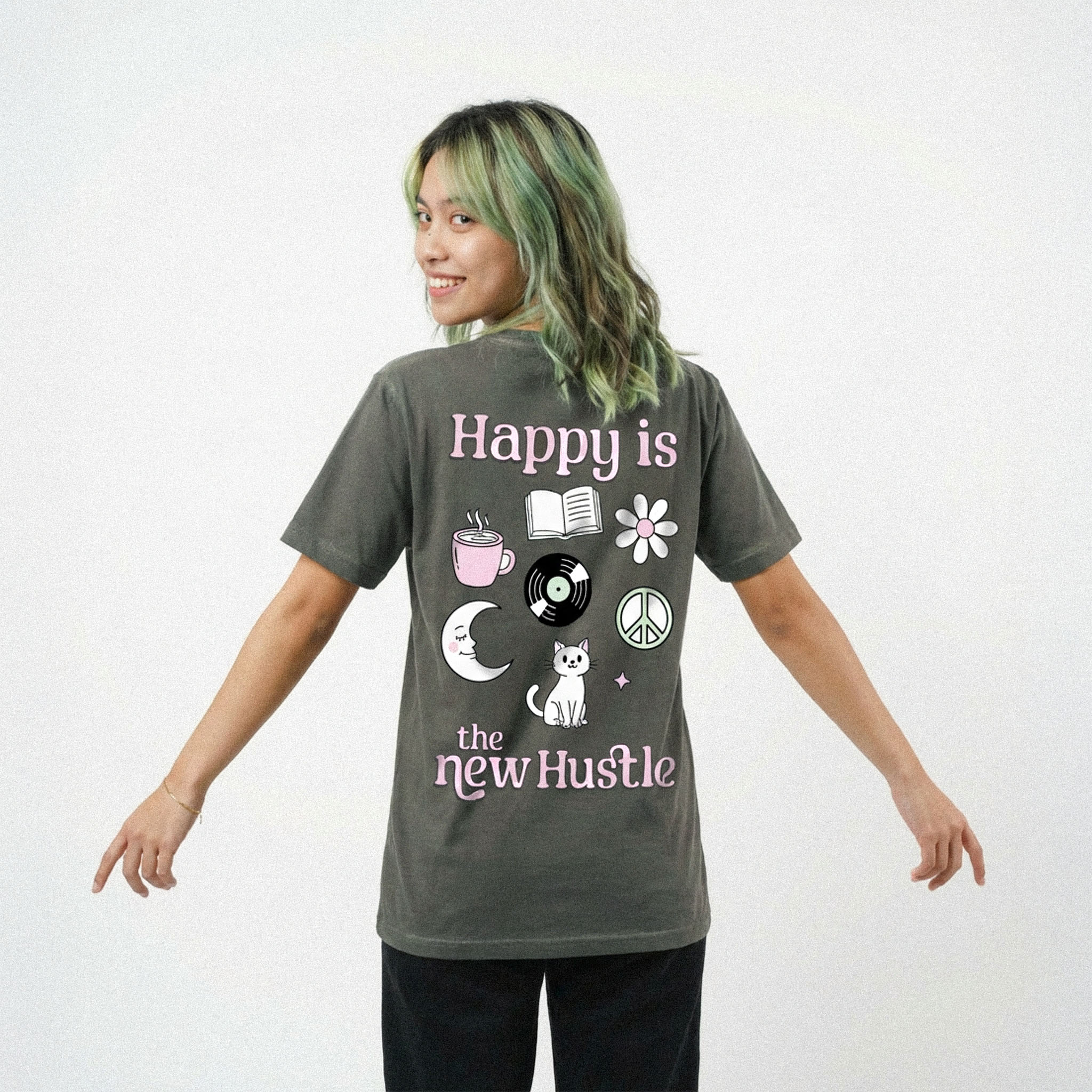 Happy is the New Hustle Tee ☕📚✨