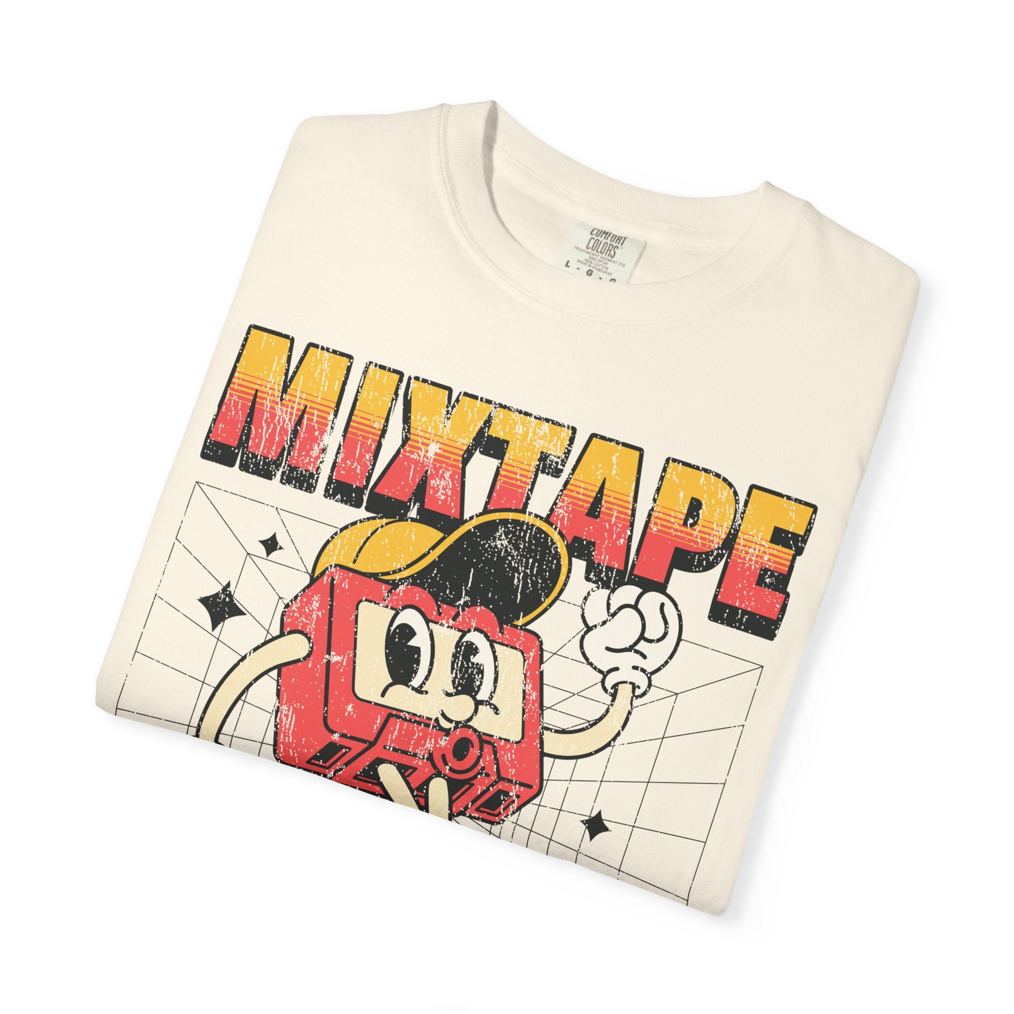 Retro Garment-Dyed T-Shirt Mixtape Memories 90s – Vintage Music Cassette Tee
